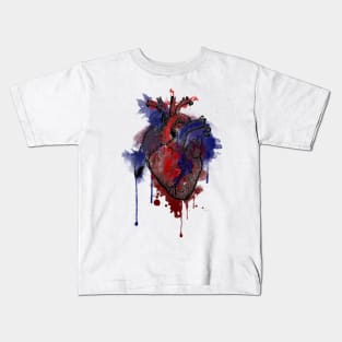 Digital Anatomical Watercolor Heart (Black Version) Kids T-Shirt